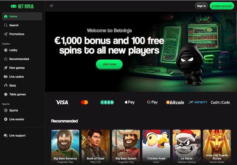 betninja home